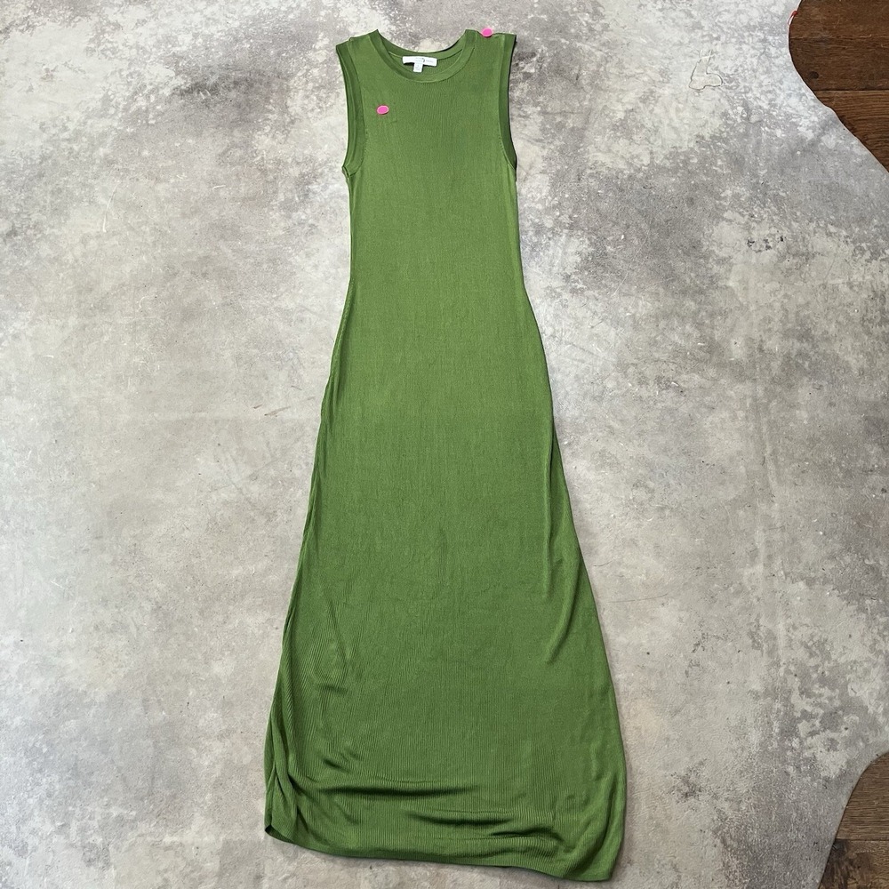 Atlein Collective Dress Womens Size Large Green Slinky Knit Midi Sleeveless
